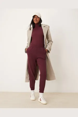 New Look Cuffed joggers in burgundy