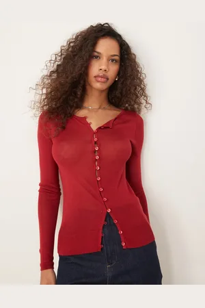 Abercrombie & Fitch Sheer button through top in burgundy
