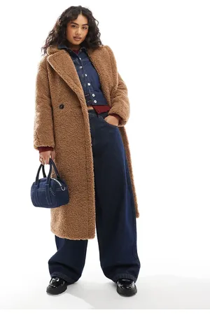 Bershka Maxi shearling coat in