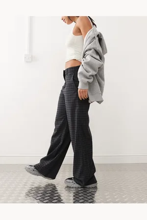 Weekday Dylan wide leg trousers in and grey check