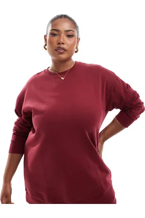 Yours Crew neck sweatshirt co-ord in burgundy