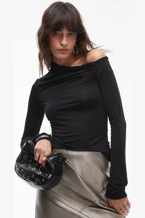 & OTHER STORIES & jersey ruched one shoulder top with long sleeves in