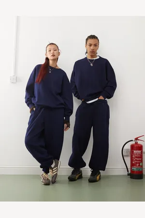Reclaimed Unisex relaxed joggers in navy