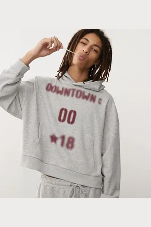 COLLUSION Marl boxy hoodie with burgundy print co-ord
