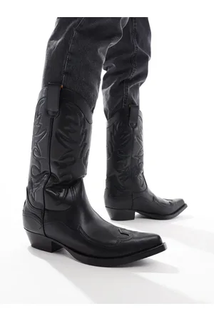 Pull&Bear Stitch detail cowboy boot in