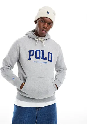 Ralph Lauren Chenile applique logo fleece hoodie in marl