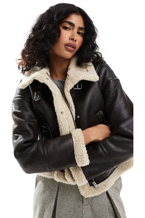 JJXX Teddy lined aviator jacket in