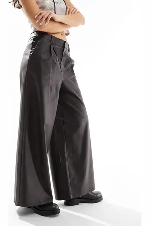 COLLUSION Coated wide leg PU trouser in