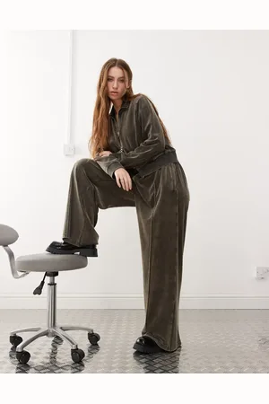 Weekday Velvet track trousers in washed