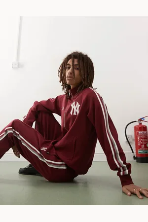 47 Brand NY Yankees track jacket co-ord in burgundy