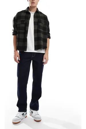ASOS Straight leg jeans in indigo with contrast stitch