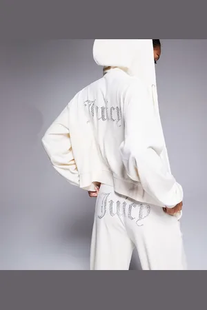 Juicy Couture Velour oversized cropped zip through hoodie exclusive to ASOS in