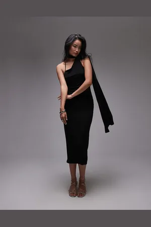 MANGO Wrap drape midi dress in