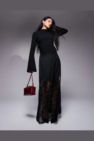 River Island Satin skirt with lace hem in
