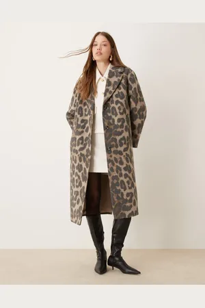 New Look Formal button down coat in animal print