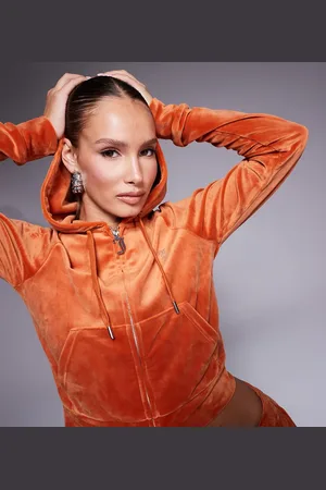 Juicy Couture Velour zip through hoodie exclusive to ASOS co-ord in rust
