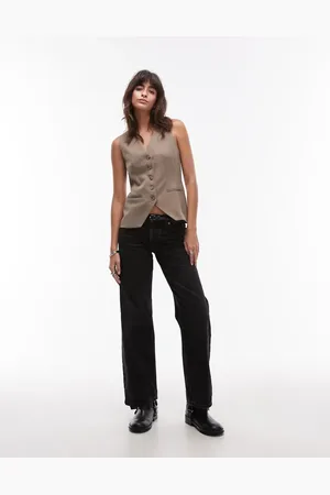 Topshop High neck button through waistcoat in warm handle