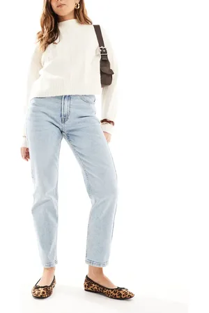 Stradivarius Cotton slim mom jean with stretch in washed