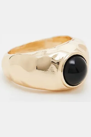 ASOS Ring with molten black stone detail in tone
