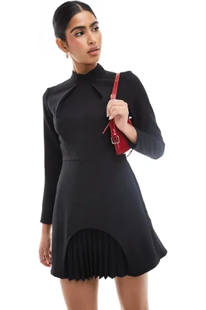 Closet Long sleeve pleated mini dress in