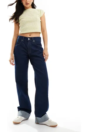 ASOS Turn up hem baggy jeans in rinse wash