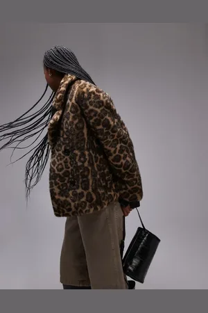 MANGO Leopard print fur jacket in