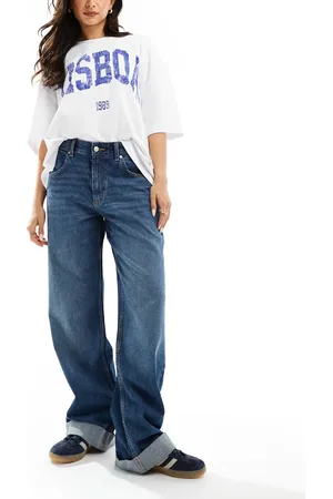 ASOS Turn up hem baggy jeans in mid