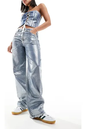ASOS Baggy jean in metallic silver