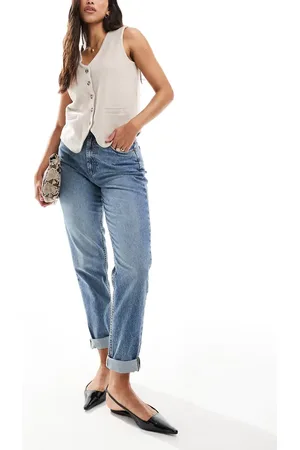 ASOS Hourglass high rise relaxed mom jeans in mid