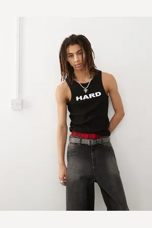 COLLUSION Vest in ribbed muscle fit with HARD text