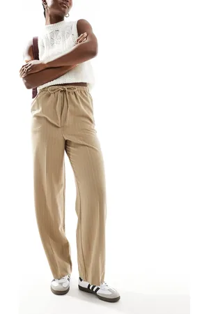 ASOS Tailored pull on trousers in taupe stripe