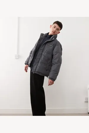 COLLUSION Washed look funnel neck puffer jacket in