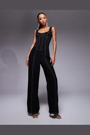 ASOS Topstitch corset detail structured jumpsuit in