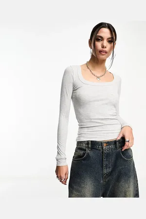 Cotton On Cotton On rib scoop neck long Sleeve top in