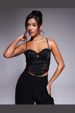 ASOS Bust cup hotfix corset top with lace panels in