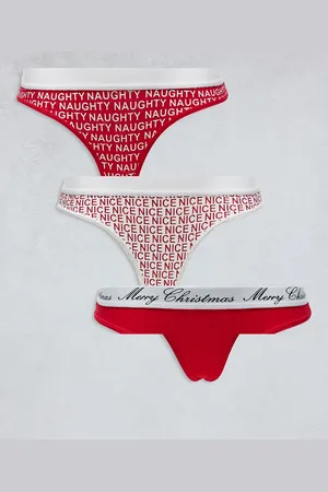 Brave Soul Christmas 3 pack thongs in naughty and nice print
