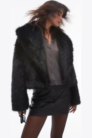 Topshop Faux fur cropped coat in