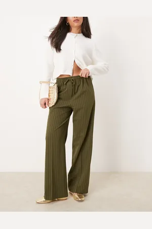 ASOS Tailored pull on trousers in olive stripe
