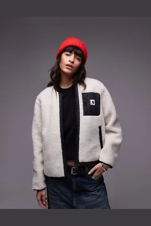 Carhartt Janet zip up sherpa jacket in beige