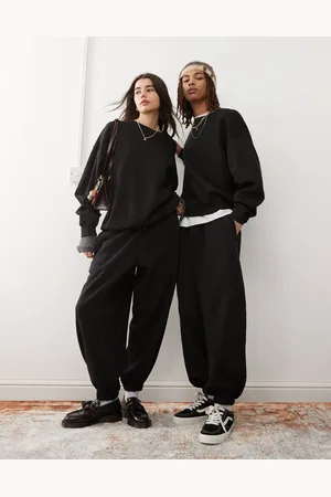 Reclaimed Unisex relaxed joggers in black