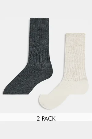 Cotton On Cotton On 90s scrunch sock 2 pack in ecru charcoal