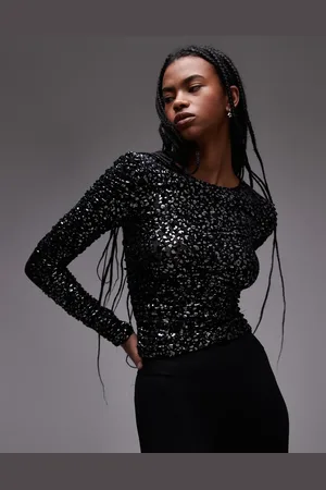 AllSaints Eris long sleeve top in leoppard
