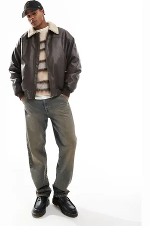 Cotton On Cotton On faux leather flight jacket with shearling collar