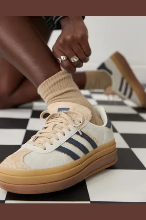adidas Gazelle Bold platform trainers in cream and navy