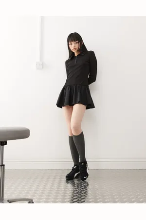 COLLUSION Drop waist ribbed polo mini dress in