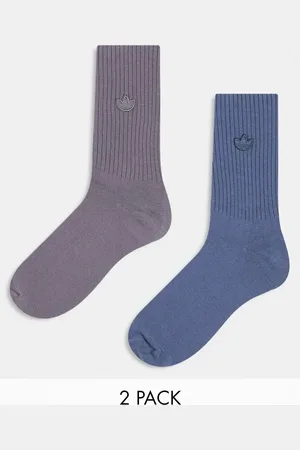adidas 2 pack crew socks in blue and purple