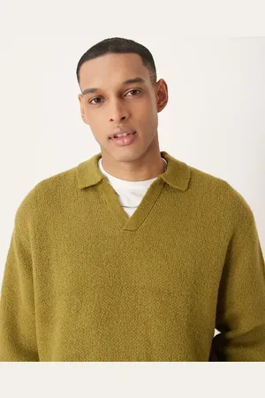 ASOS Oversized brushed knitted notch polo in khaki