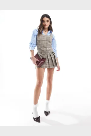 Pull&Bear Pleated mini dress in check