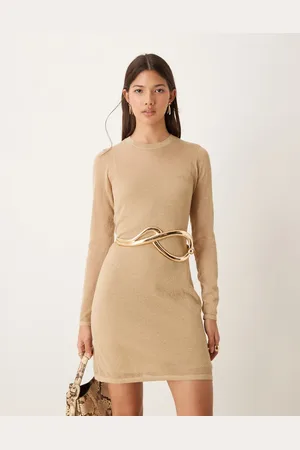 Abercrombie & Fitch Knitted mini dress in metallic