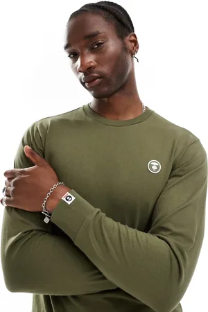 A Bathing Ape Aape by A Bathing Ape long sleeve logo t-shirt in dark khaki